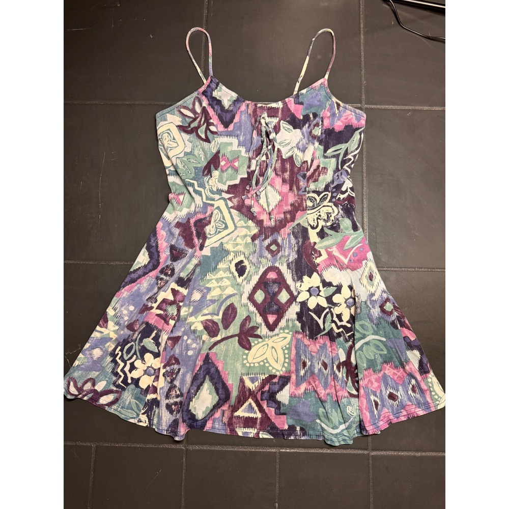 Vintage Zanoni by Jalate Women Medium Cotton‎ Abstract Geometric Mini Dress 90s
